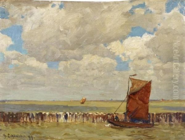 On The Coast Of Flushing Oil Painting by Gustav Schonleber