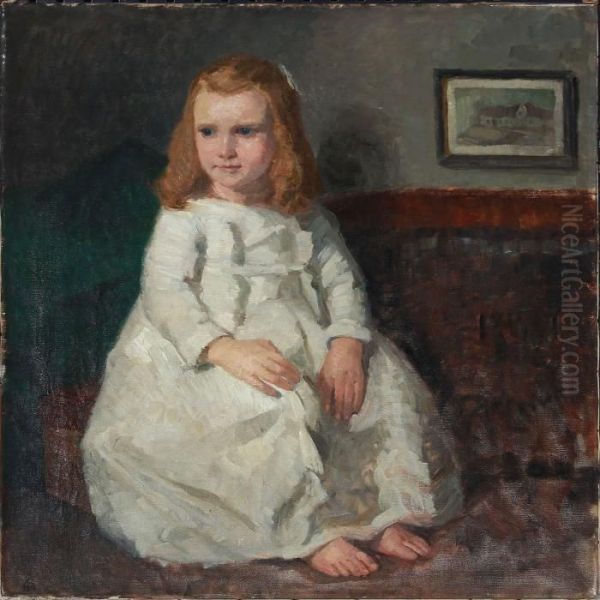 Portrait Of A Girl Oil Painting by Henrik Schouboe