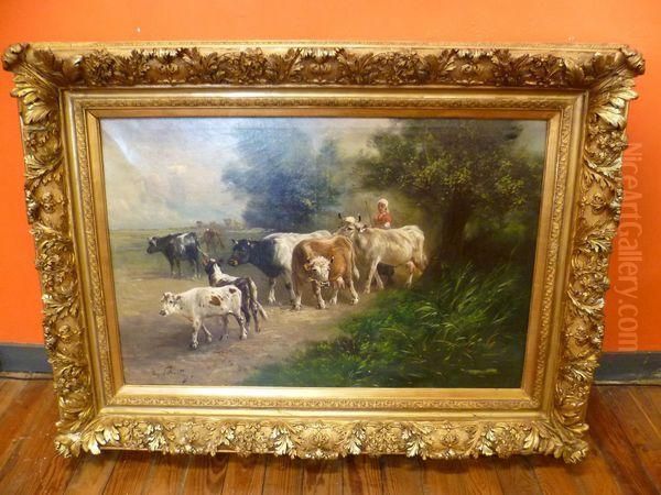 Troupeau De Vaches Oil Painting by Henry Schouten