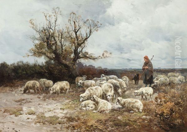 Bergere Avec Troupeau Oil Painting by Henry Schouten