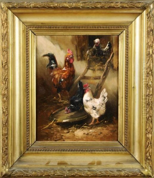 Poules Et Coqs Oil Painting by Henry Schouten