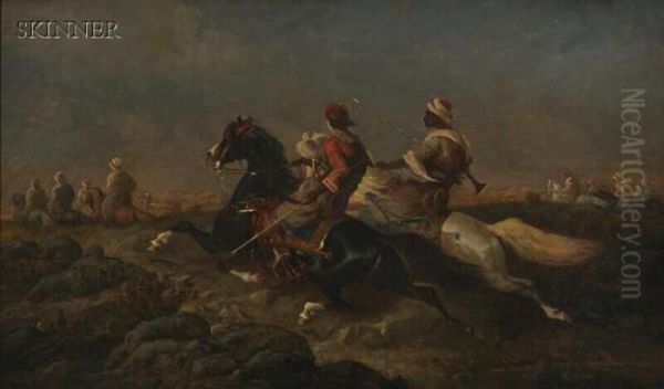 Scene With Arab Horsemen Oil Painting by Adolf Schreyer