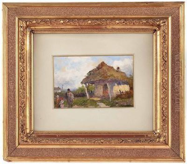 Bauernhutte In Der Puszta? Mit Staffage Oil Painting by Anton Schrodl