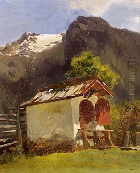 Kapelle Im Pinzgau Oil Painting by Anton Schrodl