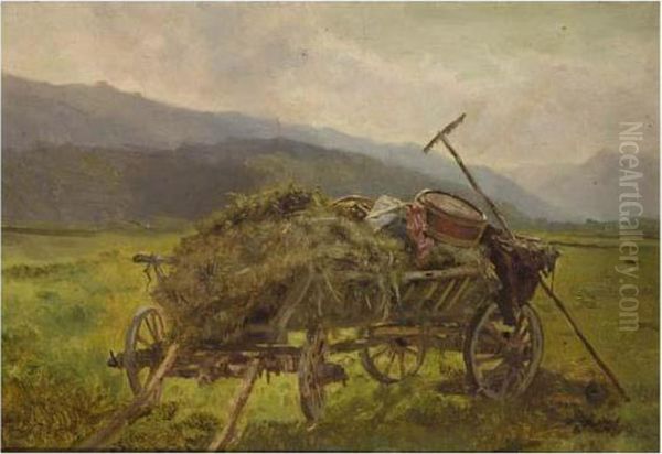 The Farmer's Haywain Oil Painting by Anton Schrodl