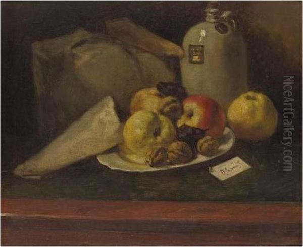 Still Life With Apples Oil Painting by Anton Schrodl