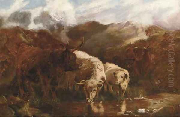 Highland cattle Oil Painting by Robert F. Watson