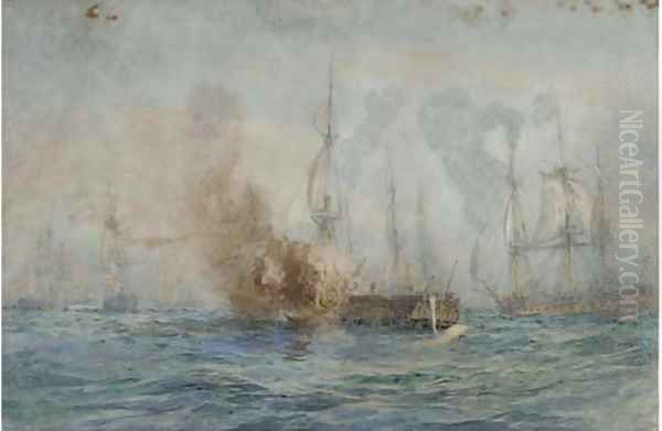 In the melee of battle Oil Painting by William Lionel Wyllie