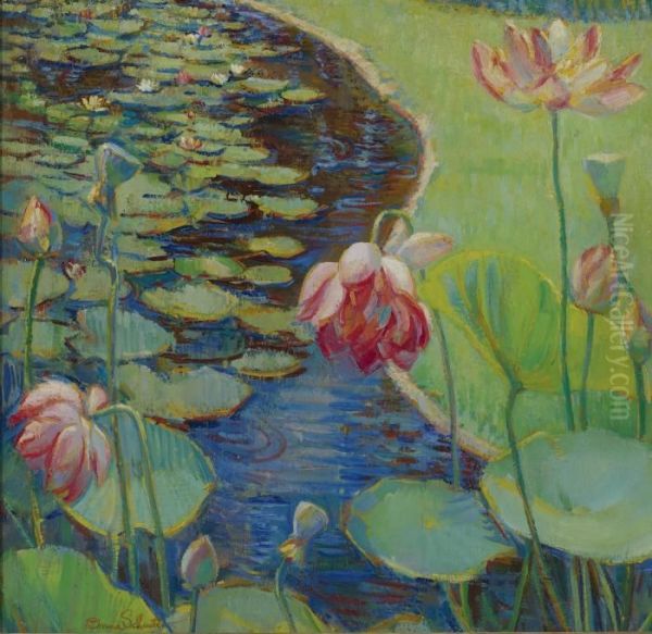 Water Lilies Oil Painting by Donna Schuster