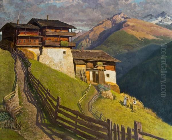 Bergbauernhof Im Defereggental, Osttirol Oil Painting by Karl Maria Schuster