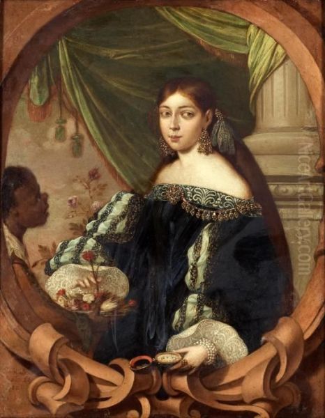 Renaissance Lady With Servant Oil Painting by Cornelis Iii Schut