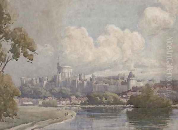 Windsor Castle from across the river Oil Painting by Samuel Warburton