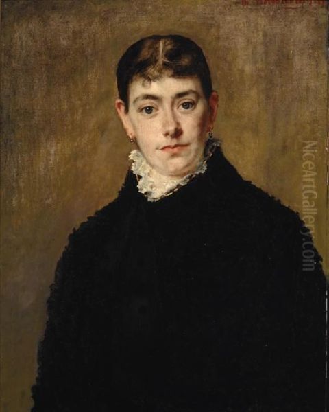 Portrait Of Augusta Catherina Marie Jeanne Cramay Oil Painting by Therese Schwartze