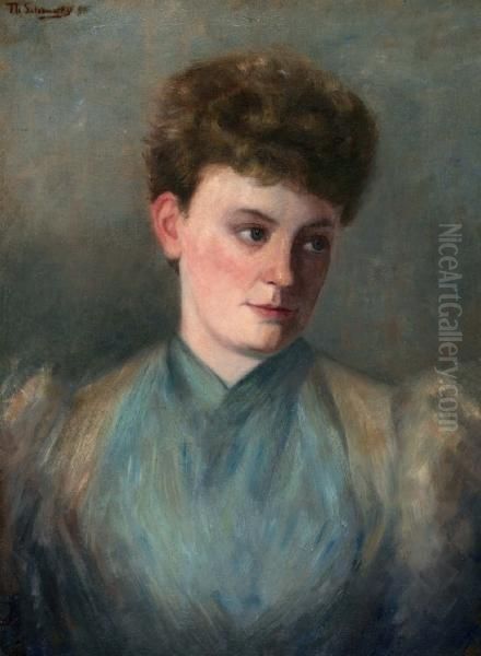 Portret Van Een Elegante Vrouw Oil Painting by Therese Schwartze