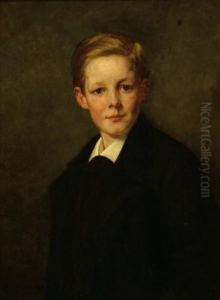 Portrait Of A Blond Young Man Oil Painting by Therese Schwartze