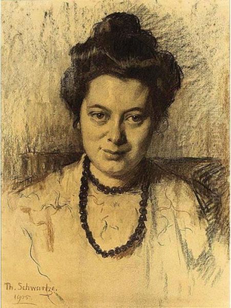 A Portrait Of Nelly Bodenheim Oil Painting by Therese Schwartze