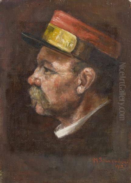 Profile Portrait Of A Postman Oil Painting by Martel Schwichtenberg