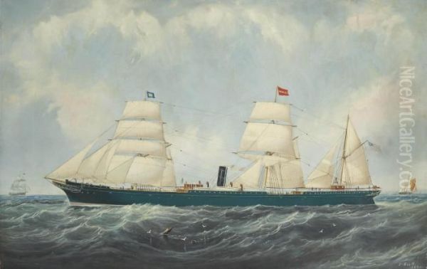 Watts, Milburn & Co.'s Steamship 
St. Osyth Oil Painting by John Scott