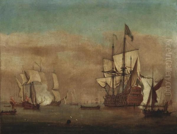 The Flagship Royal Sovereign Oil Painting by Samuel Scott