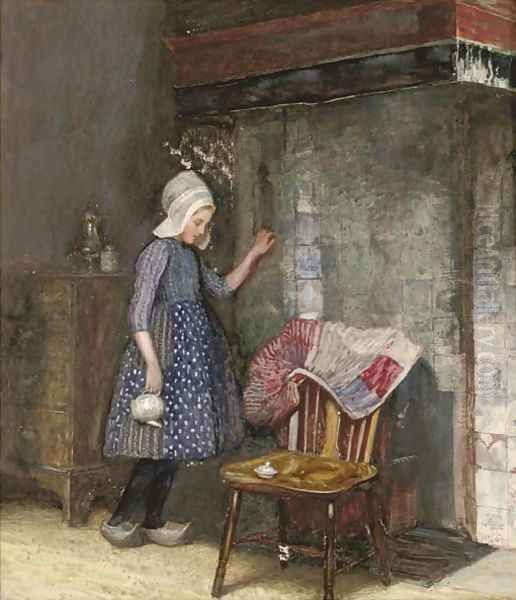 Stealing a glance at the new dress Oil Painting by James Walter West