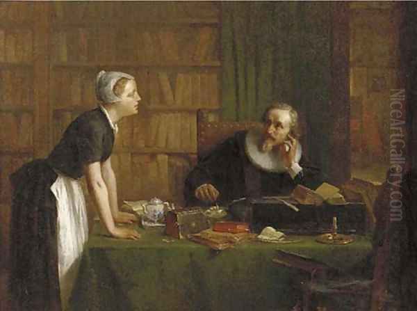 Jacob Cats in his library, Zorgvliet Oil Painting by Johan Bernard Wittkamp