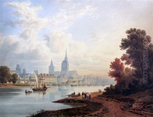 View Of Rouen Oil Painting by William Henry Stoth. Scott