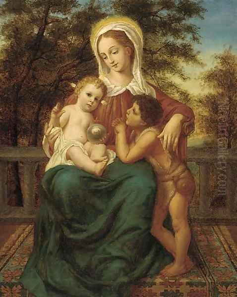 Madonna and child with Saint John the Baptist Oil Painting by Ludwig Windschmitt