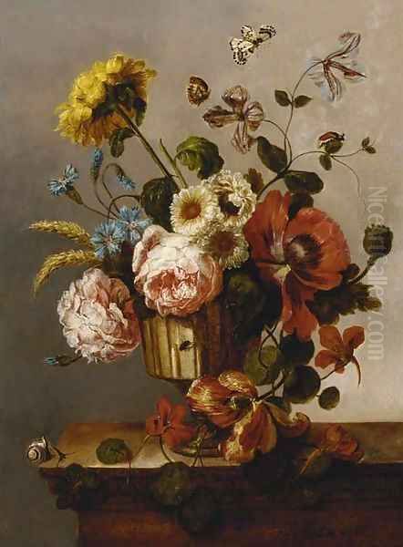 Flowers Oil Painting by Petrus Josephus De Wet