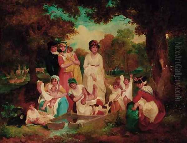 The Dipping Well, Hyde Park, London Oil Painting by Attibuted To Francis Wheatley