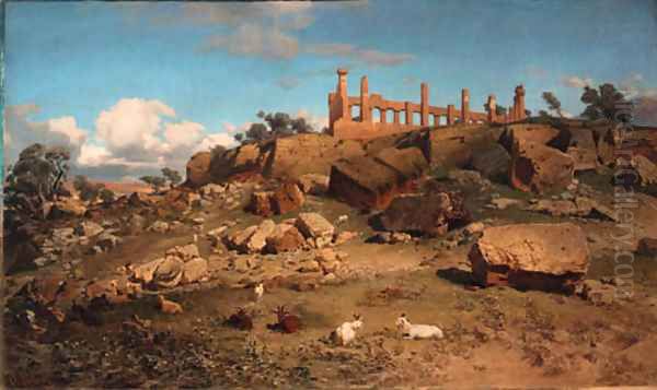 Agrigento with Juno temple Oil Painting by Christian Wilberg