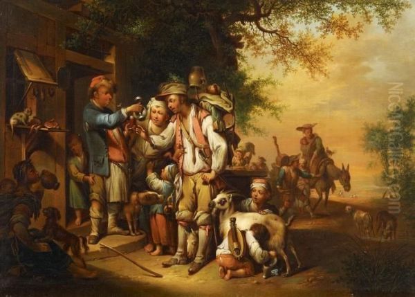 Travelling Gypsy Family Oil Painting by Joseph Conrad Seekatz