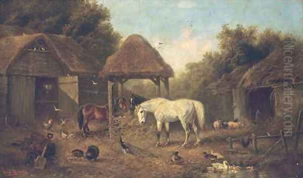 The farmyard Oil Painting by Joseph W.Yarnold