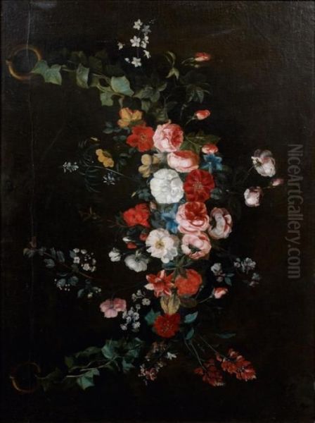 Guirlande De Fleurs Suspendue A Deux Anneaux Oil Painting by Gerard Seghers