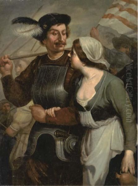 A Soldier Leaving For Battle With A Woman By His Side Oil Painting by Gerard Seghers