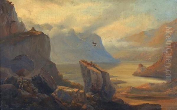 Falkenjagd Im Gebirge Oil Painting by Carl Friedrich Seiffert