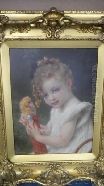 Young Girl With A Doll Oil Painting by Guillaume Seignac