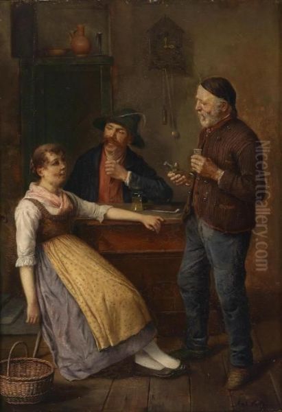 Tavern Flirtation Oil Painting by Anton Seitz