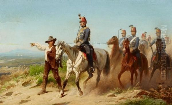 Hussars In An Expansive Landscape Oil Painting by Christian I Sell