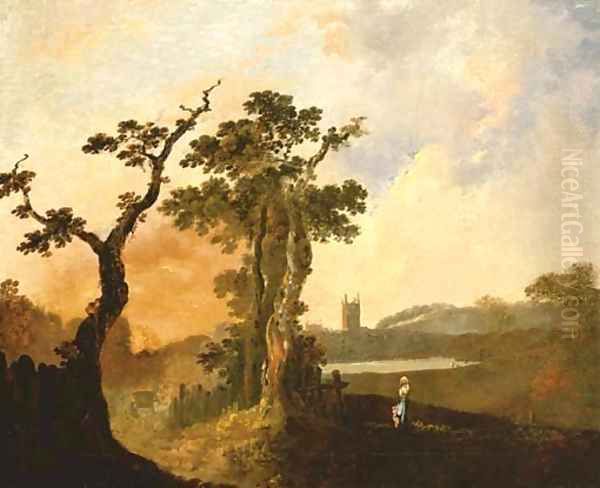 A view of Oxford with Magdalen College in the distance Oil Painting by Richard Wilson