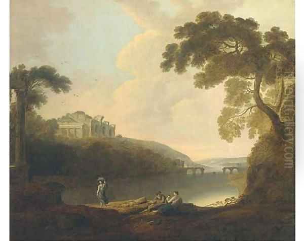 Figures before a classical ruin Oil Painting by Richard Wilson