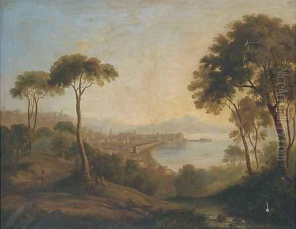 Figures before the Bay of Naples Oil Painting by Richard Wilson