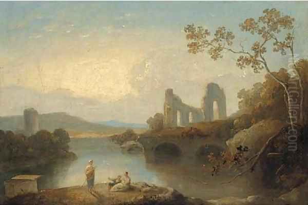 Figures in an Arcadian landscape 2 Oil Painting by Richard Wilson