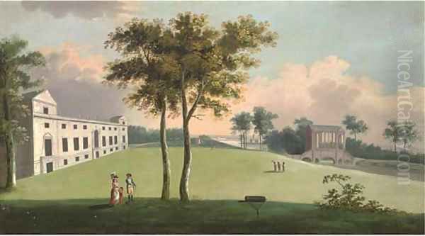 The south front of Wilton House and Palladian bridge to the east Oil Painting by Richard Wilson