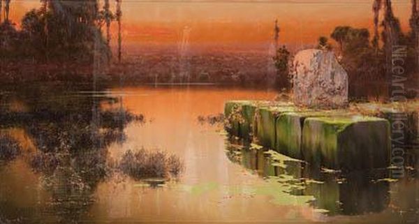 Lagunas Pontinas Oil Painting by Enrique Serra y Auque