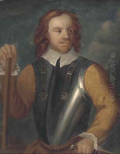 Portrait of Oliver Cromwell (1599-1658), half-length, in armour Oil Painting by Robert Walker