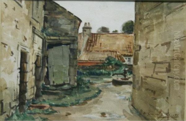 The Barn Courtyard, Kings Barns Oil Painting by William Somerville Shanks