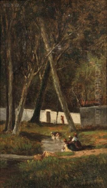 Washerwomen Oil Painting by Frank Henry Shapleigh