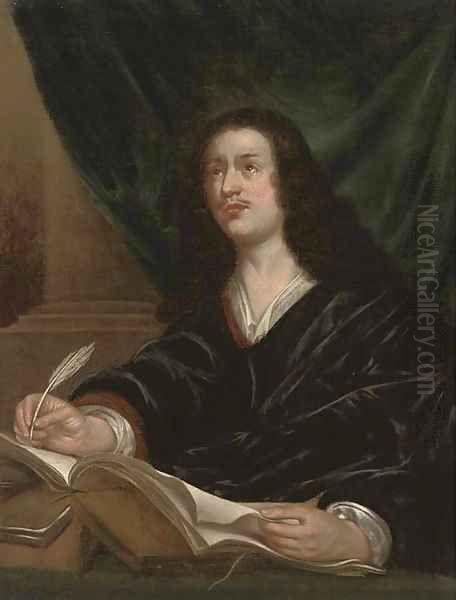 Portrait of a gentleman, traditionally identified as John Milton (1608-1674) Oil Painting by John Michael Wright