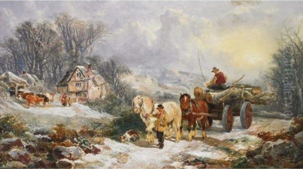 The Loaded Timber Wagon Returning Home Oil Painting by William Joseph Shayer