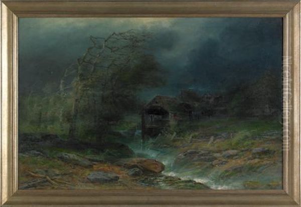 Landscape With A Mill Oil Painting by Christopher H. Shearer